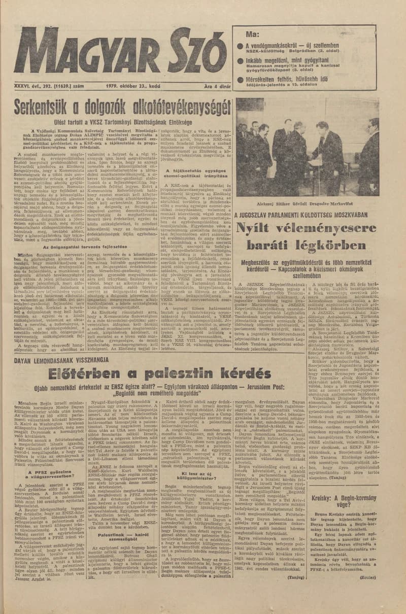 Magyar Szó, 36. évf. 1979. október 23. 292. sz. 1–20. oldal