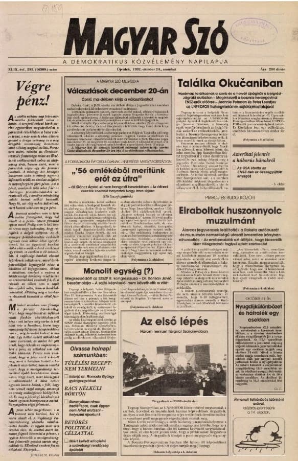 Magyar Szó, 49. évf. 1992. október 24. 293. sz. 1–16. oldal