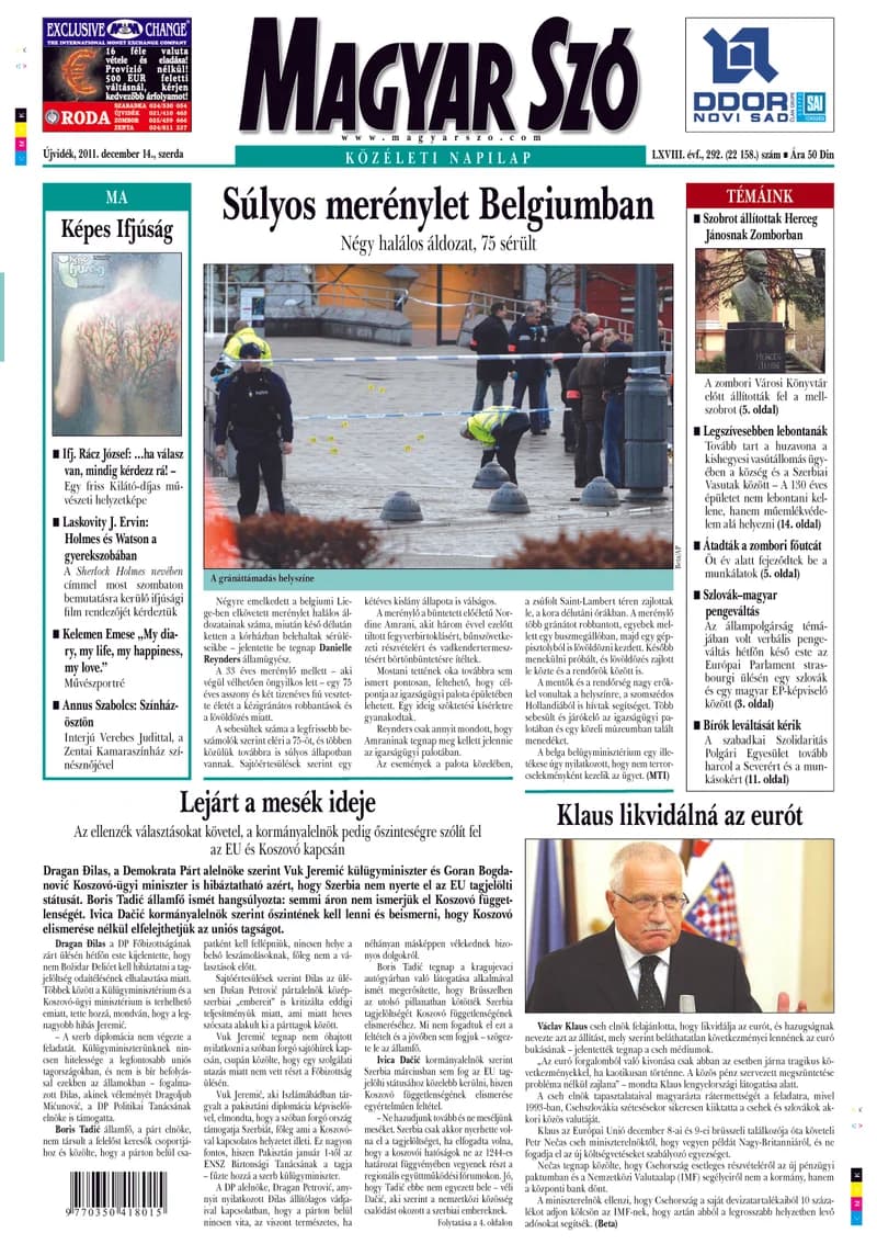 Magyar Szó, 68. évf. 2011. december 14. 292. sz. 1–20. oldal