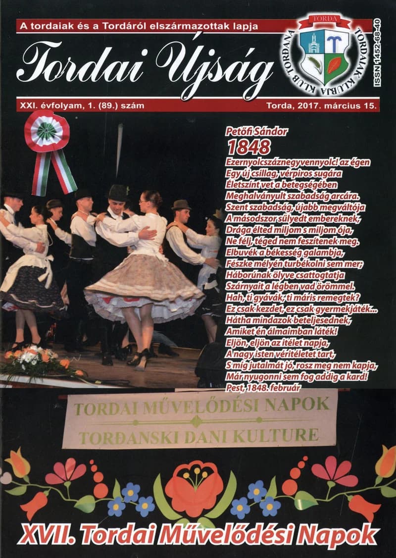 Tordai Újság, 21. évf. 2018. május 15. 1. sz. 1–32. oldal