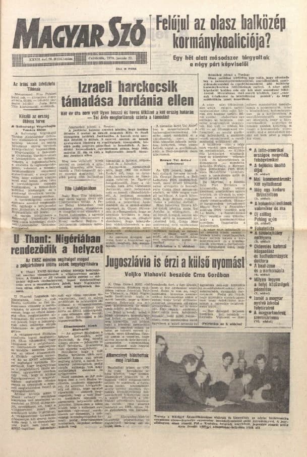 Magyar Szó, 27. évf. 1970. január 22. 20. sz. 1–20. oldal