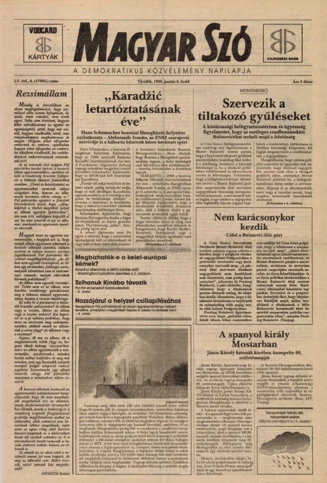 Magyar Szó, 55. évf. 1998. január 6. 6. sz. 1–16. oldal