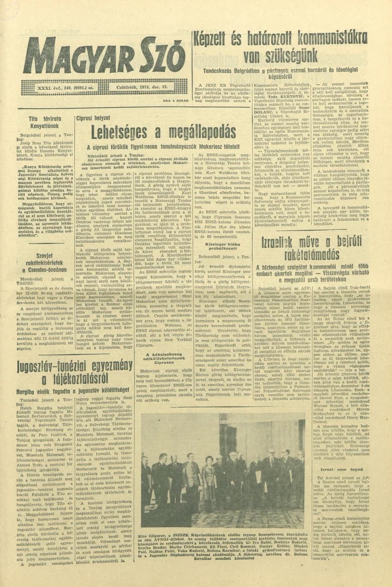 Magyar Szó, 31. évf. 1974. december 12. 340. sz. 1–16. oldal