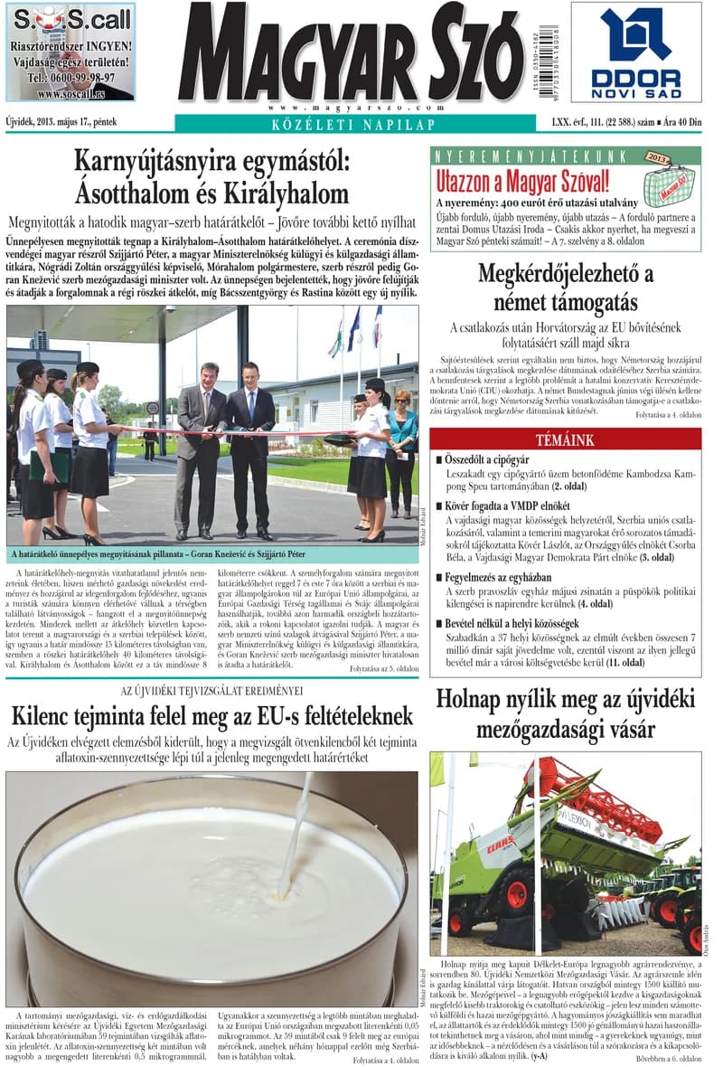 Magyar Szó, 70. évf. 2013. május 17. 111. sz. 1–20. oldal
