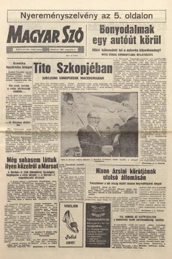 Magyar Szó, 26. évf. 1969. augusztus 2. 211. sz. 1–14. oldal