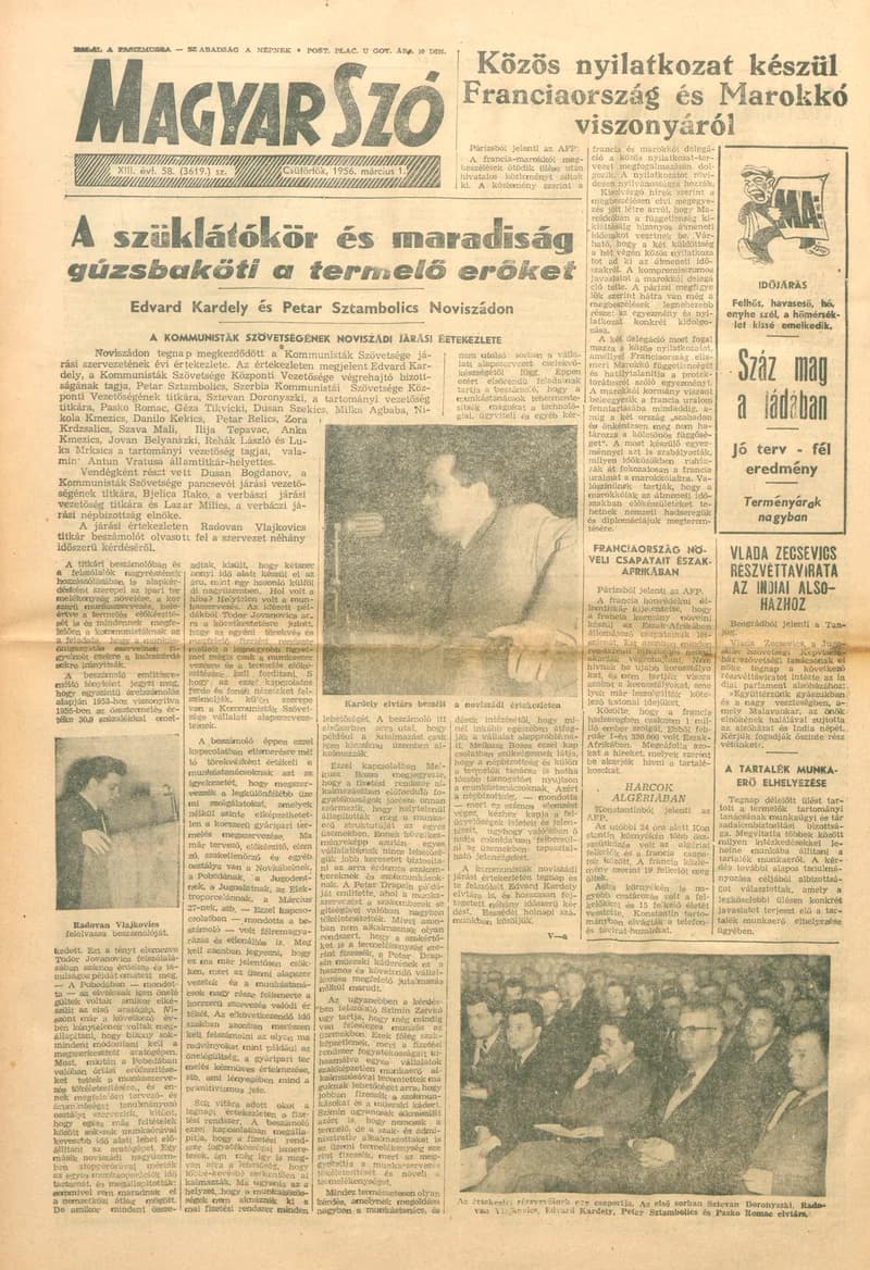Magyar Szó, 13. évf. 1956. március 1. 58. sz. 1–8. oldal