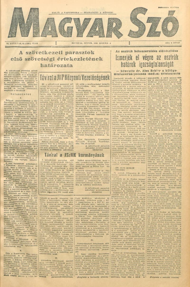 Magyar Szó, 6. évf. 1949. március 4. 53. sz. 1–6. oldal