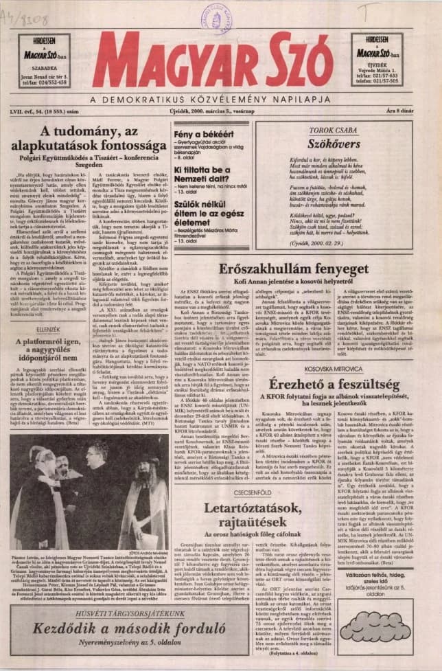 Magyar Szó, 57. évf. 2000. március 5. 54. sz. 1–24. oldal