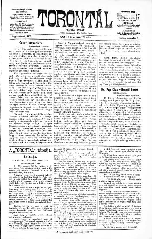 Torontál, 28. évf. 1899. augusztus 4. 177. sz.
