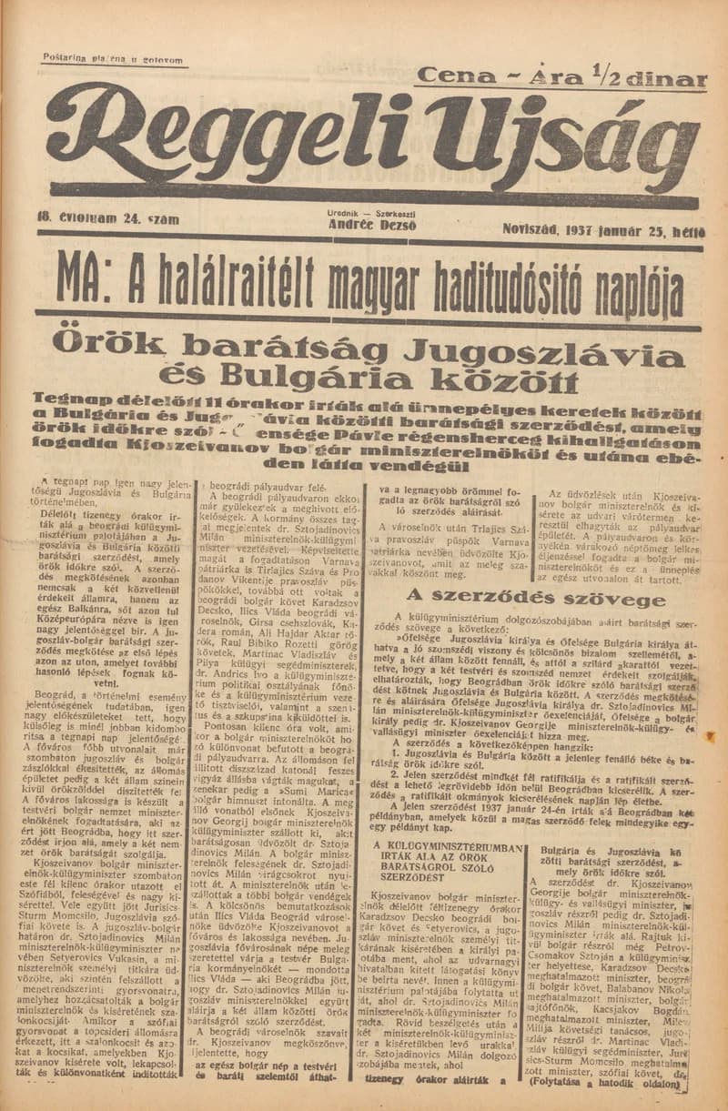 Reggeli Újság, 18. évf. 1937. január 25. 24. sz.