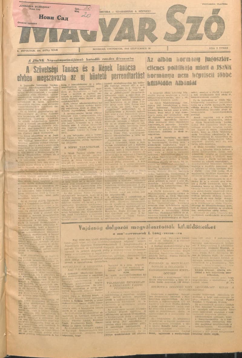 Magyar Szó, 5. évf. 1948. szeptember 30. 234. sz. 1–4. oldal