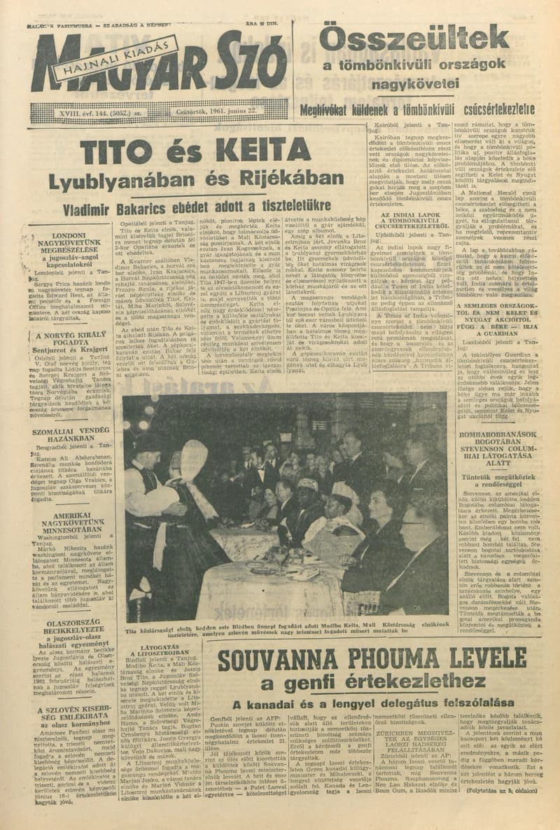 Magyar Szó, 18. évf. 1961. június 22. 144. sz. 1–14. oldal