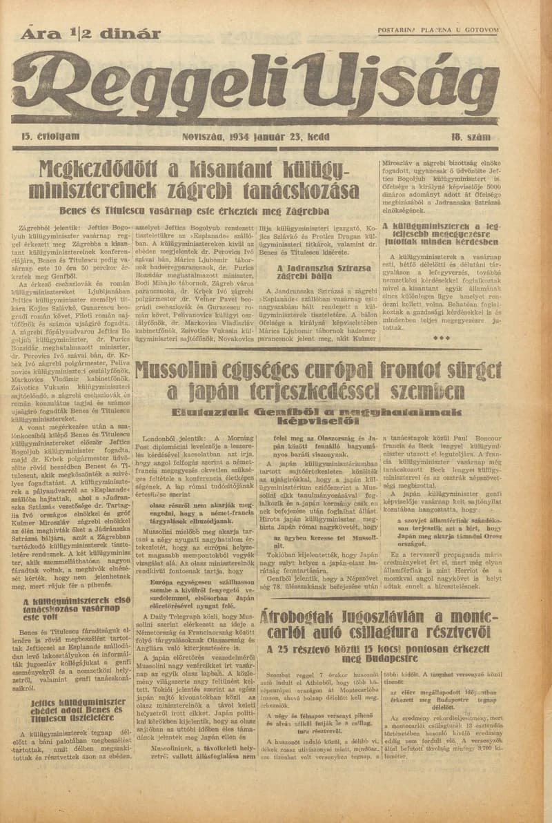 Reggeli Újság, 15. évf. 1934. január 23. 18. sz.