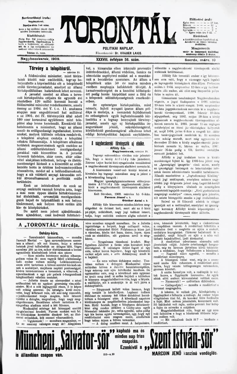 Torontál, 38. évf. 1909. március 10. 56. sz.