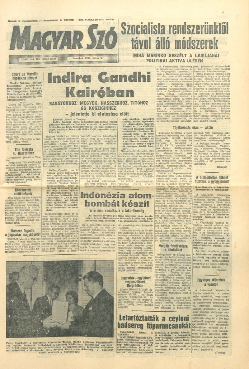 Magyar Szó, 23. évf. 1966. július 9. 185. sz.