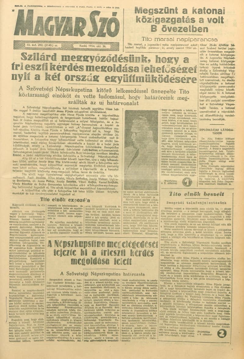 Magyar Szó, 11. évf. 1954. október 26. 292. sz. 1–8. oldal