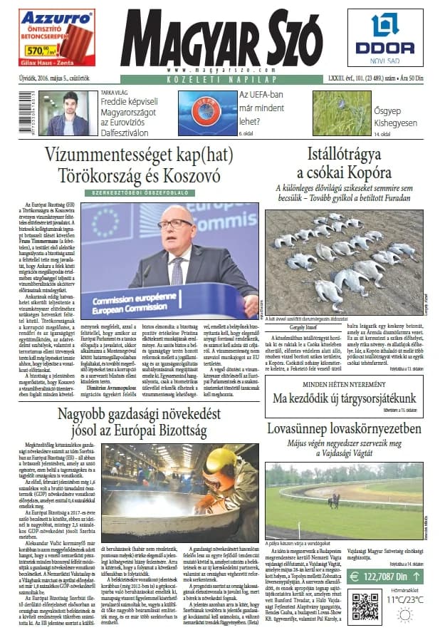 Magyar Szó, 73. évf. 2016. május 5. 101. sz. 1–20. oldal