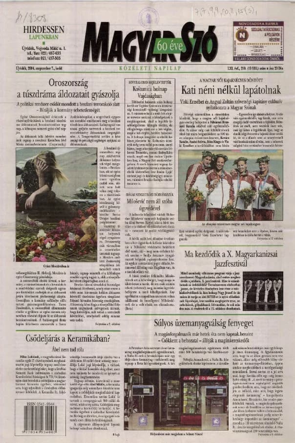 Magyar Szó, 61. évf. 2004. szeptember 7. 210. sz. 1–20. oldal