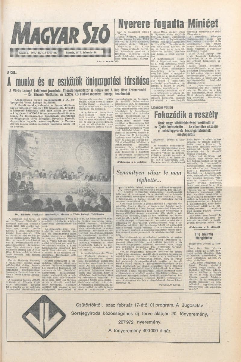 Magyar Szó, 34. évf. 1977. február 16. 45. sz.