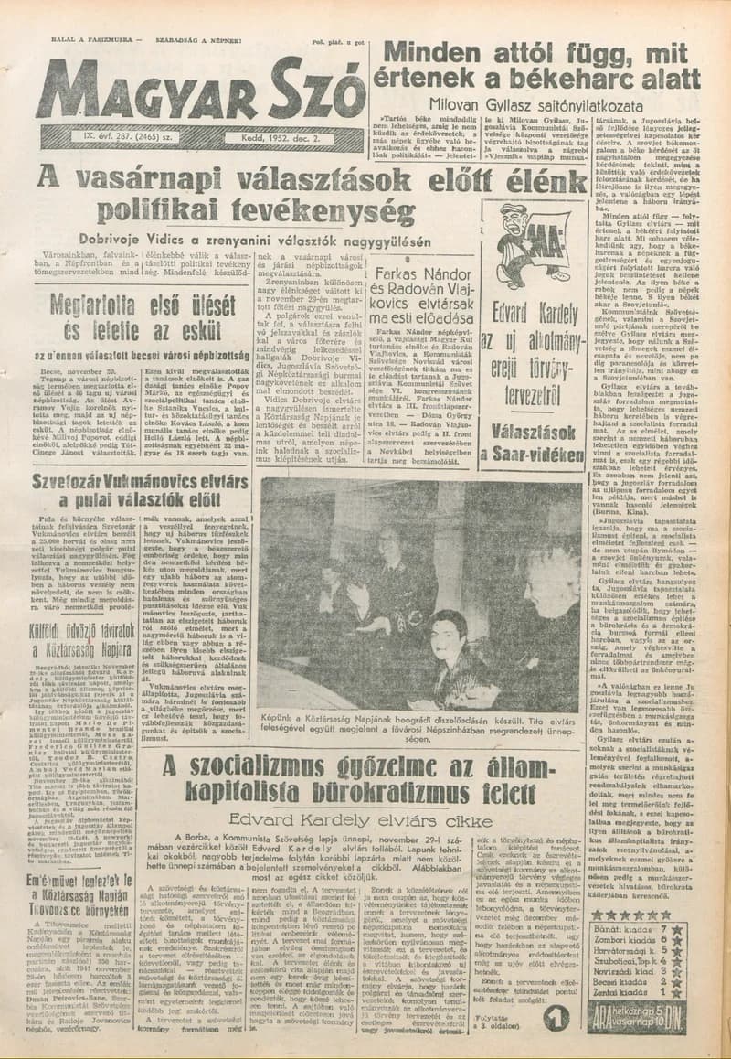 Magyar Szó, 9. évf. 1952. december 2. 287. sz. 1–10. oldal