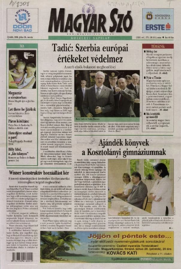 Magyar Szó, 63. évf. 2006. július 26. 171. sz. 1–20. oldal