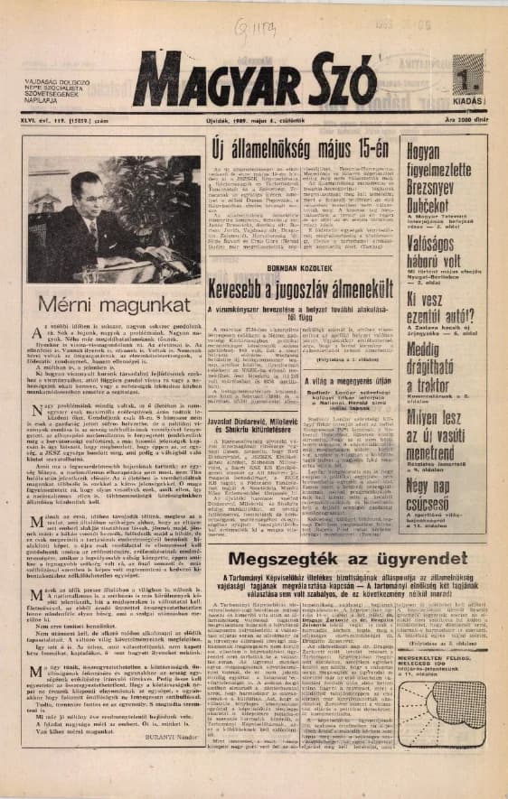 Magyar Szó, 46. évf. 1989. május 4. 119. sz. 1–16. oldal