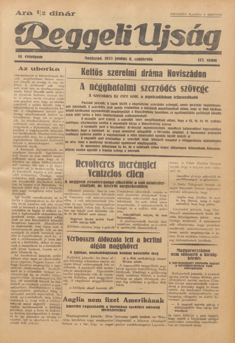 Reggeli Újság, 14. évf. 1933. június 8. 132. sz.