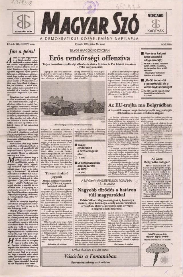 Magyar Szó, 55. évf. 1998. július 28. 178. sz. 1–16. oldal