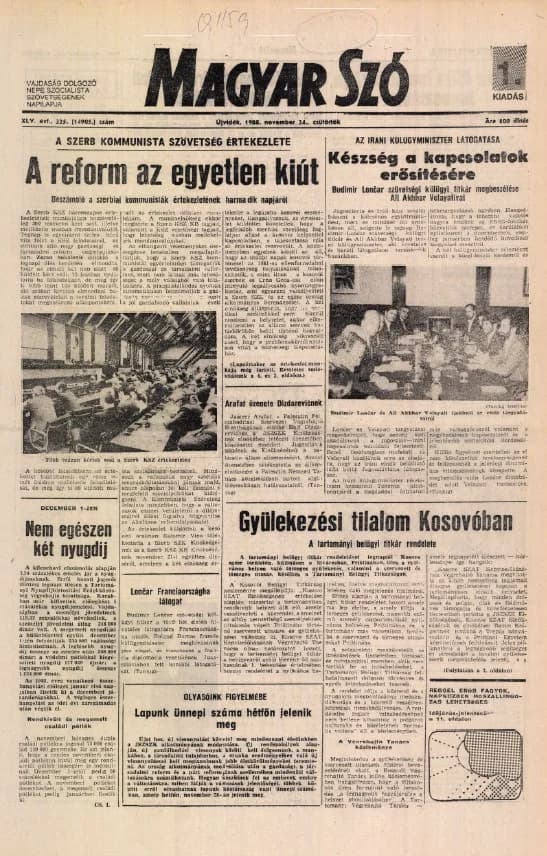 Magyar Szó, 45. évf. 1988. november 24. 325. sz.