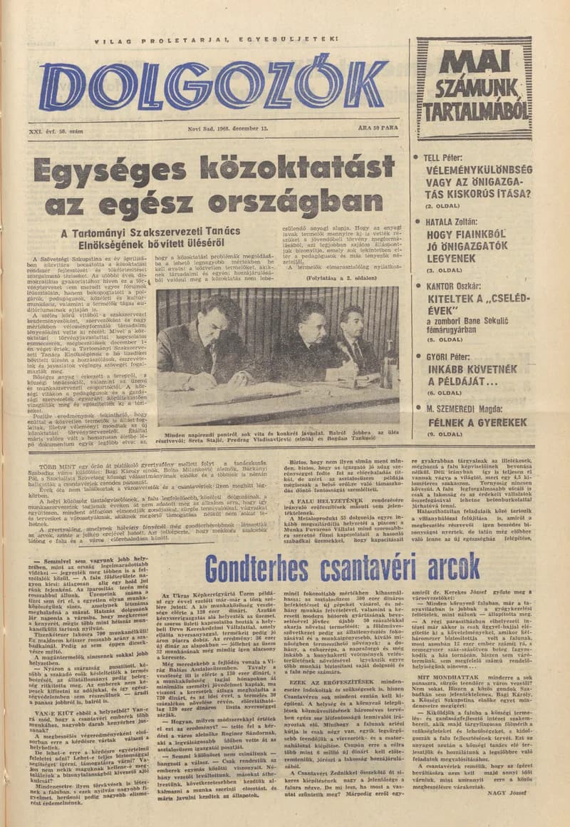 Dolgozók, 22. évf. 1968. december 13. 50. sz.