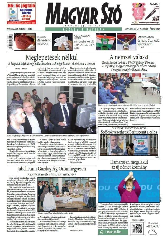 Magyar Szó, 75. évf. 2018. március 5. 51. sz. 1–20. oldal