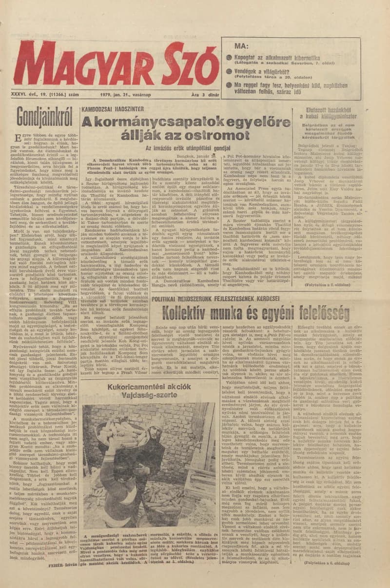 Magyar Szó, 36. évf. 1979. január 21. 19. sz. 1–28. oldal