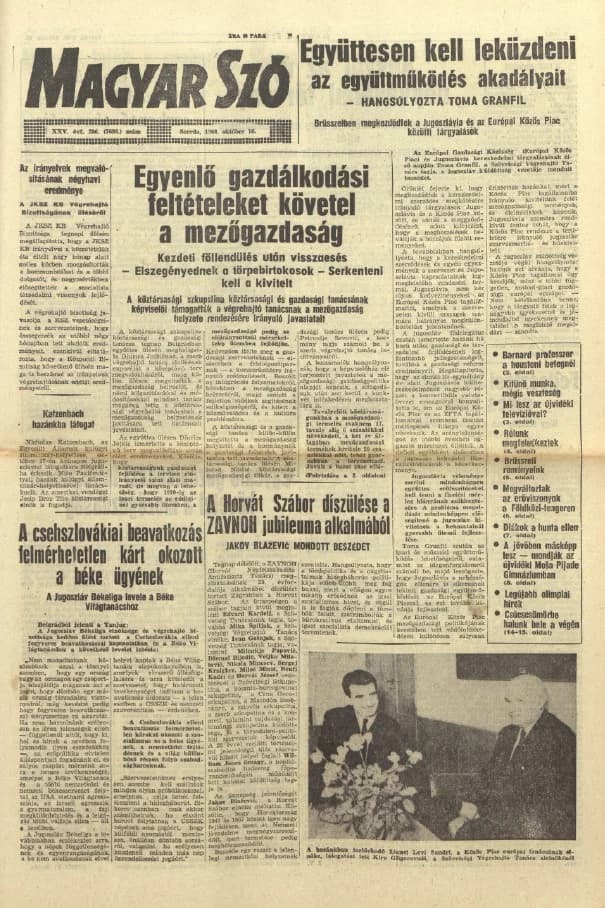 Magyar Szó, 25. évf. 1968. október 16. 286. sz. 1–16. oldal