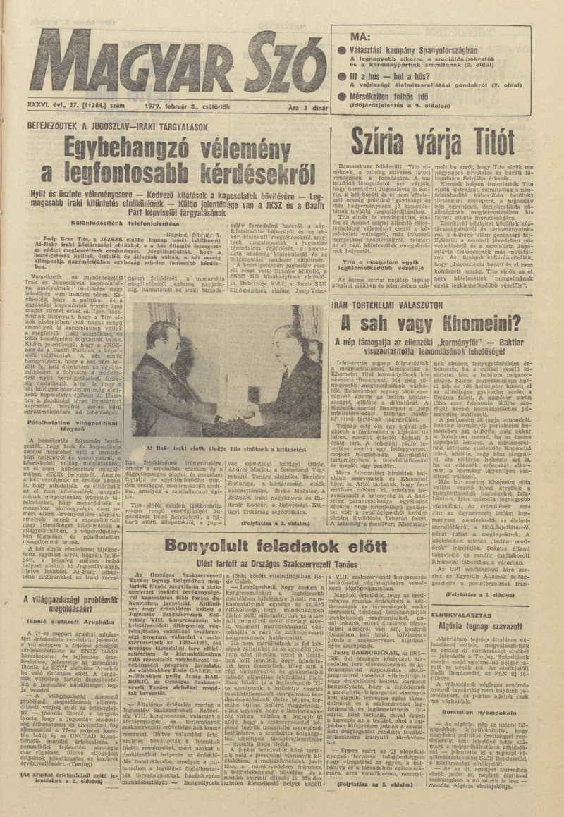 Magyar Szó, 36. évf. 1979. február 8. 37. sz. 1–20. oldal