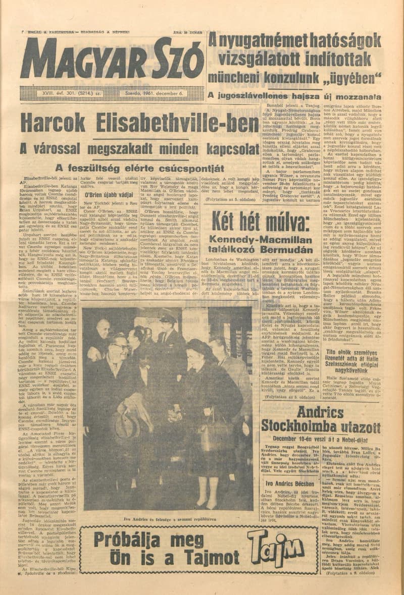 Magyar Szó, 18. évf. 1961. december 6. 301. sz. 1–14. oldal