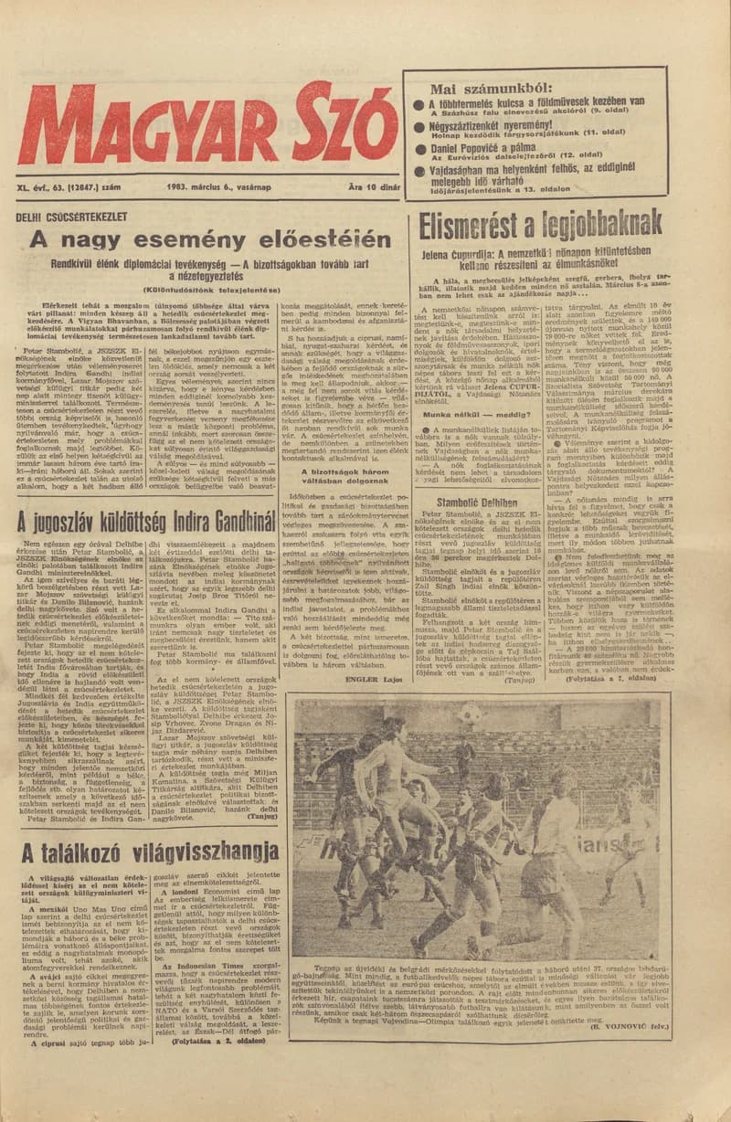 Magyar Szó, 40. évf. 1983. március 6. 63. sz. 1–28. oldal