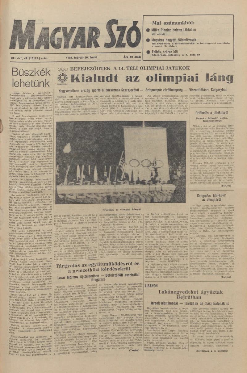 Magyar Szó, 41. évf. 1984. február 20. 49. sz. 1–8. oldal
