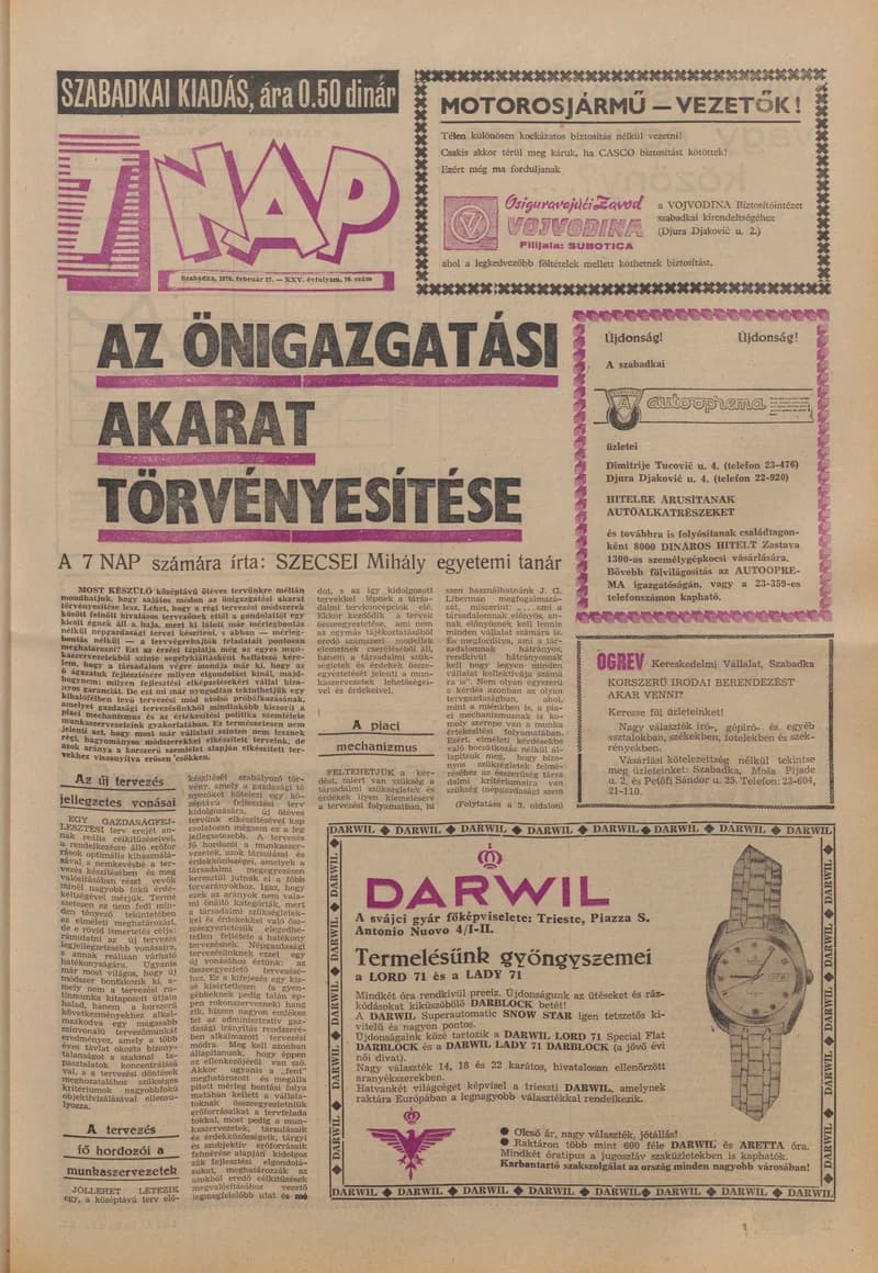 7 Nap, 25. évf. 1970. február 27. 10. sz. 1–16. oldal
