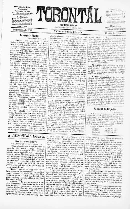 Torontál, 32. évf. 1903. december 16. 286. sz.