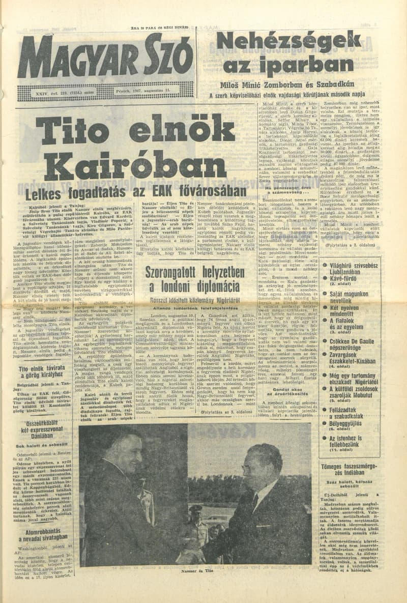 Magyar Szó, 24. évf. 1967. augusztus 11. 219. sz. 1–12. oldal