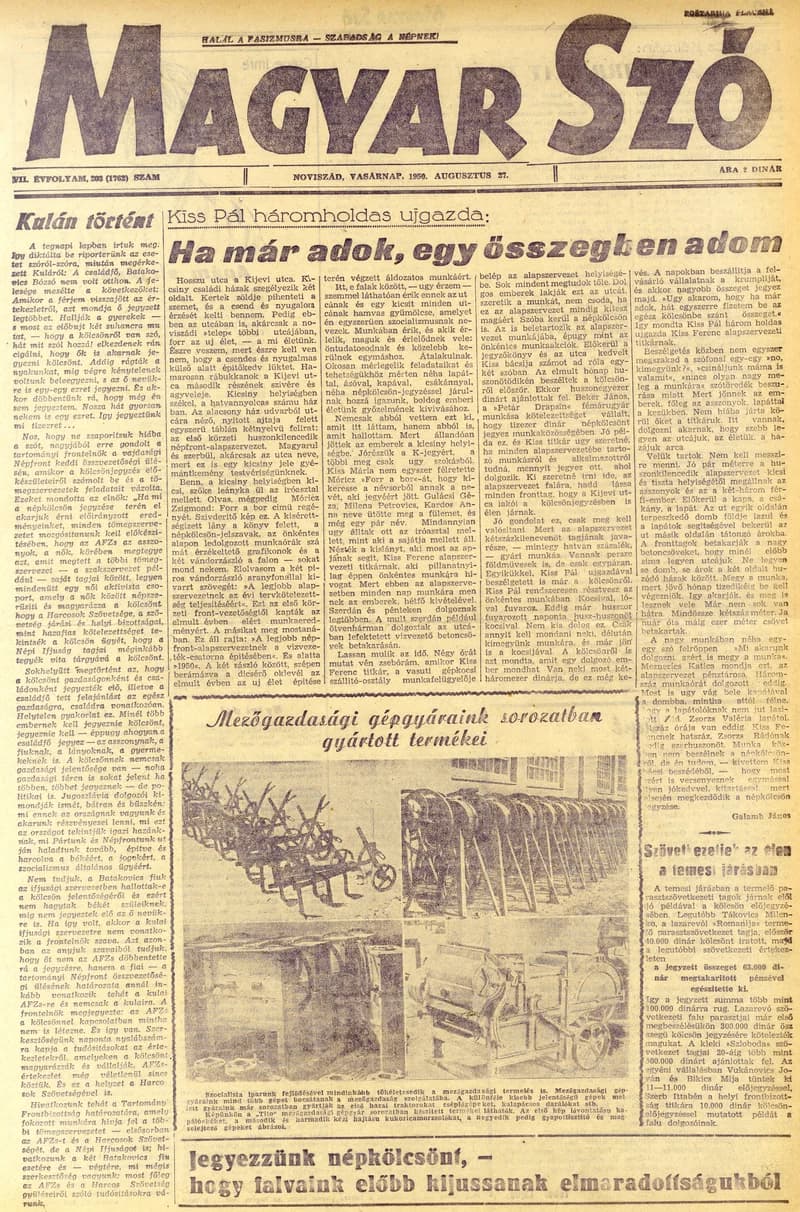 Magyar Szó, 7. évf. 1950. augusztus 27. 203. sz. 1–4. oldal