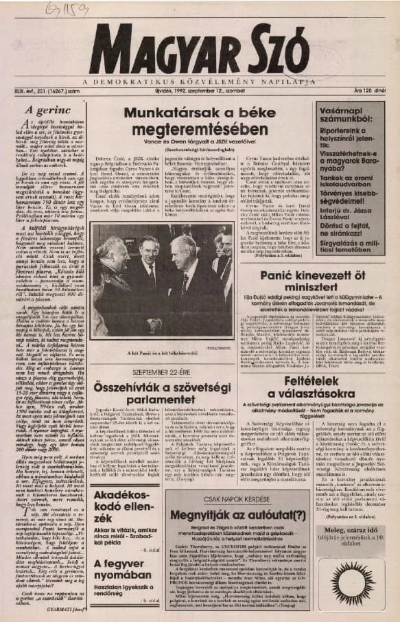 Magyar Szó, 49. évf. 1992. szeptember 12. 251. sz. 1–16. oldal