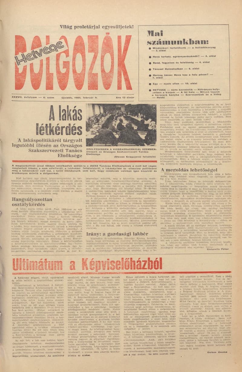 Dolgozók, 38. évf. 1984. február 9. 6. sz.