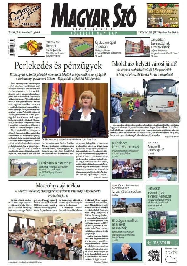 Magyar Szó, 75. évf. 2018. december 21. 298. sz. 1–16. oldal