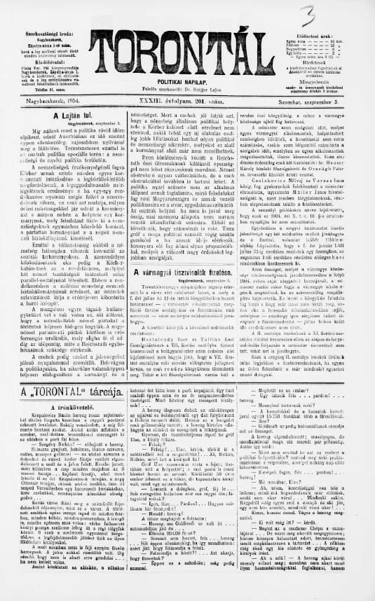 Torontál, 33. évf. 1904. szeptember 3. 201. sz.