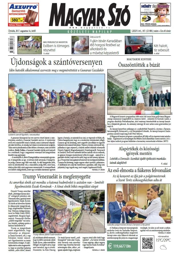 Magyar Szó, 74. évf. 2017. augusztus 14. 187. sz. 1–20. oldal