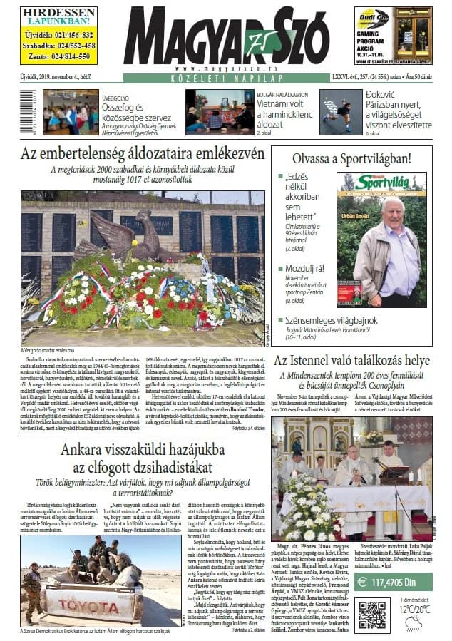 Magyar Szó, 76. évf. 2019. november 4. 257. sz. 1–12. oldal