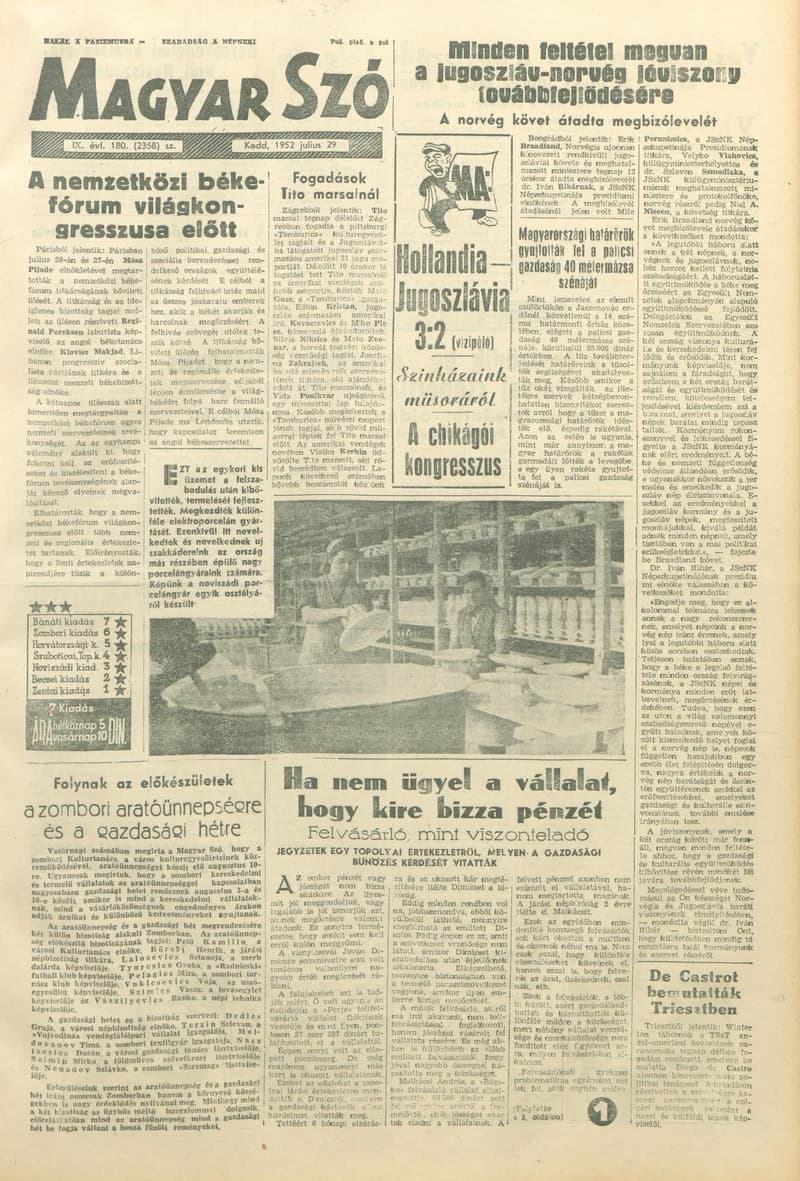 Magyar Szó, 9. évf. 1952. július 29. 180. sz. 1–10. oldal
