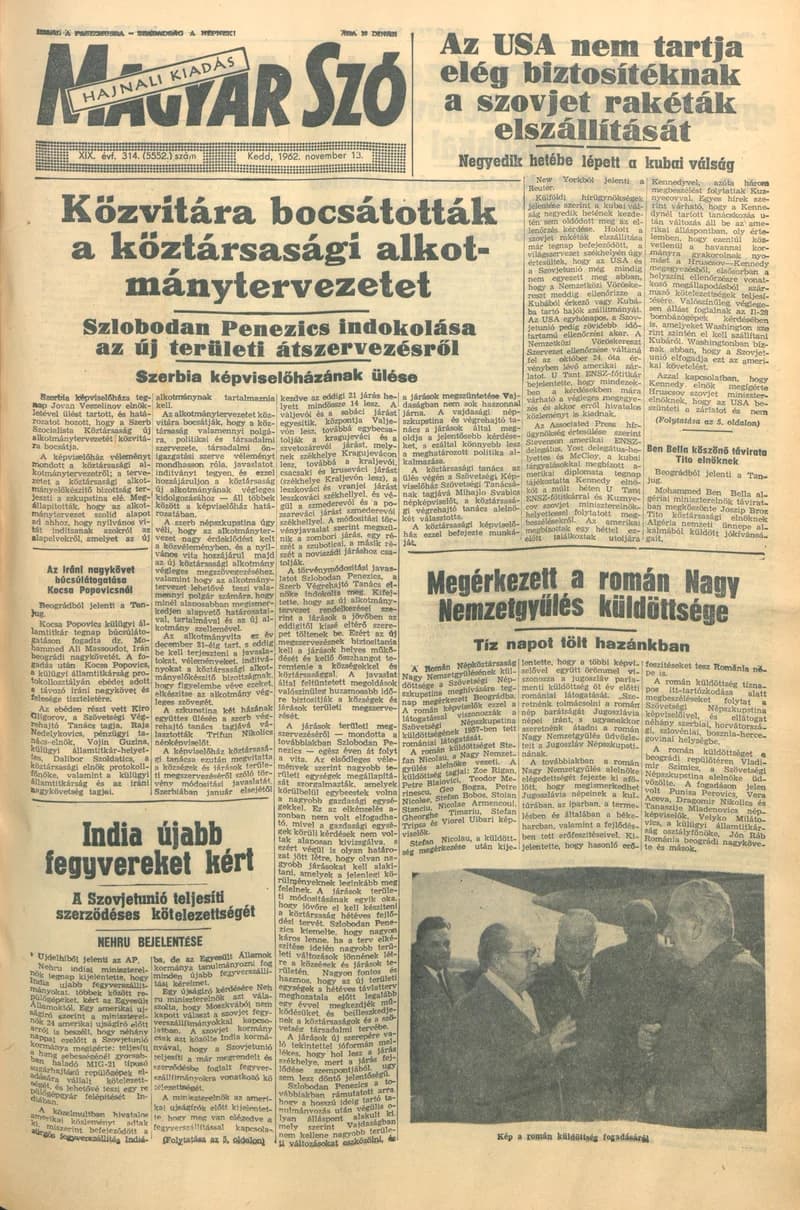 Magyar Szó, 19. évf. 1962. november 13. 314. sz.