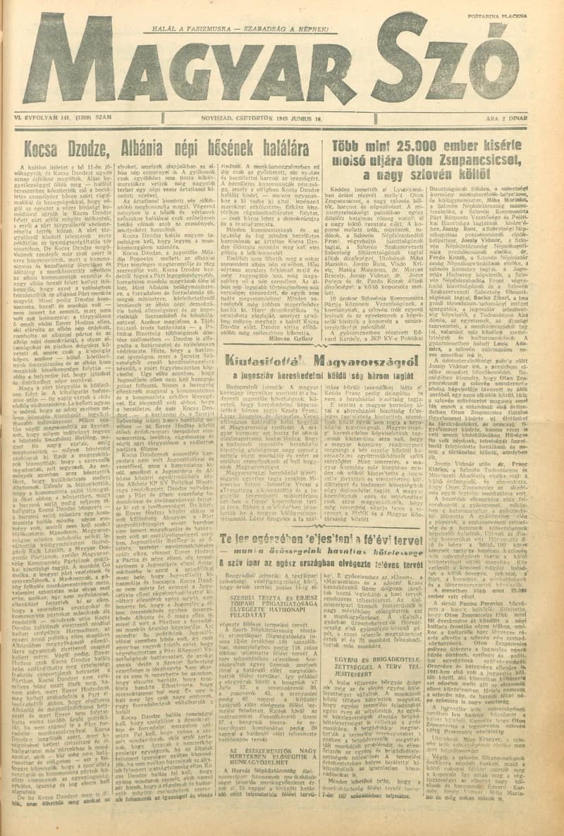 Magyar Szó, 6. évf. 1949. június 16. 50. sz. 1–4. oldal